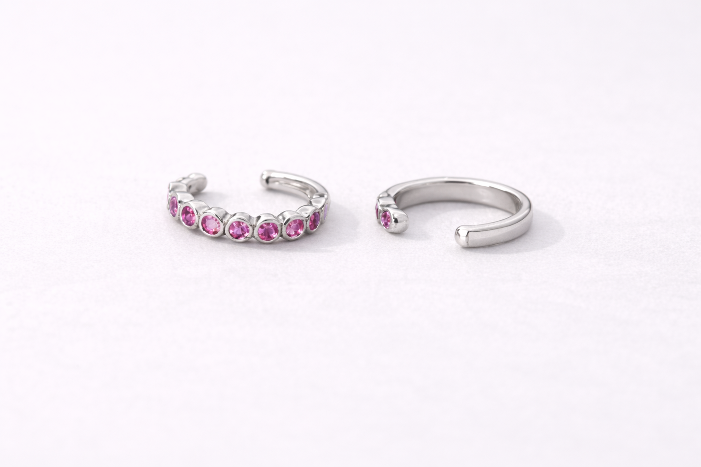Earcuff plateado fucsia circones