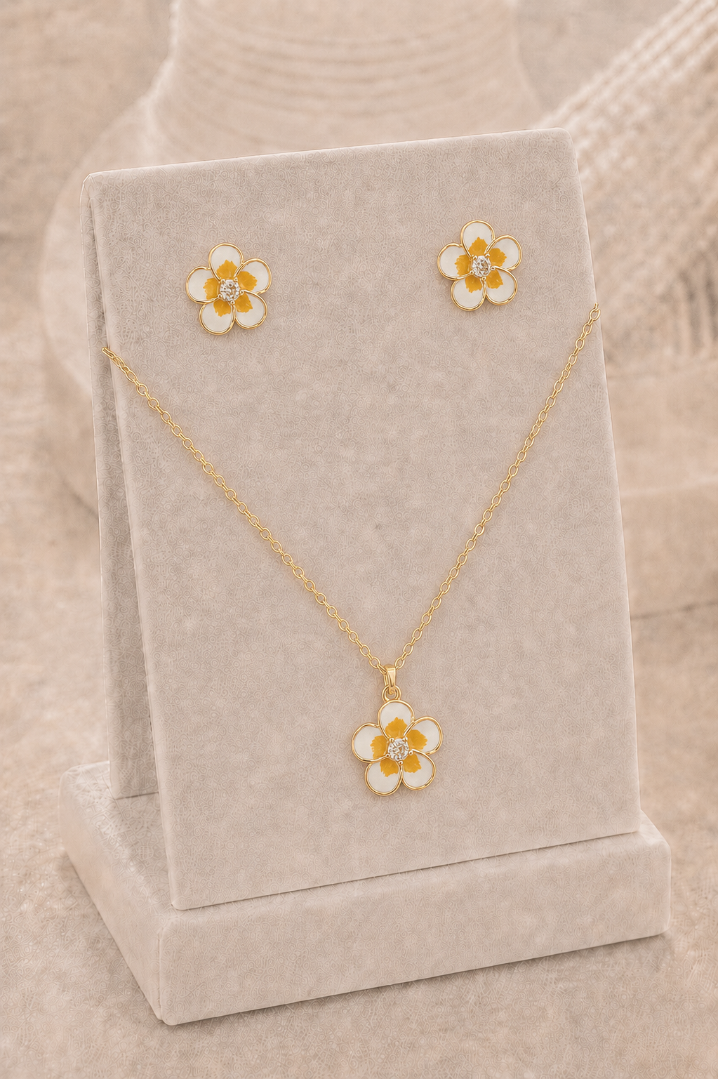Set collar, orquídea blanca