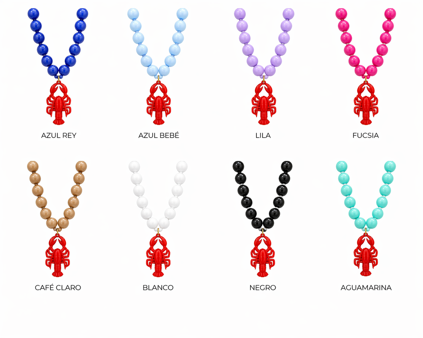 Collar XL langosta ( Escoge el color de las esferas)