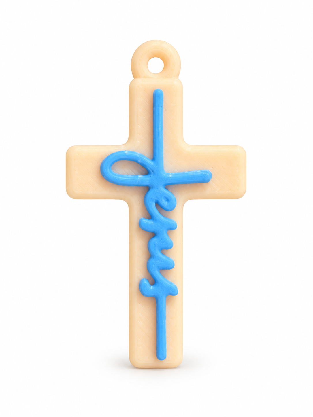 Dije cruz Jesús azul