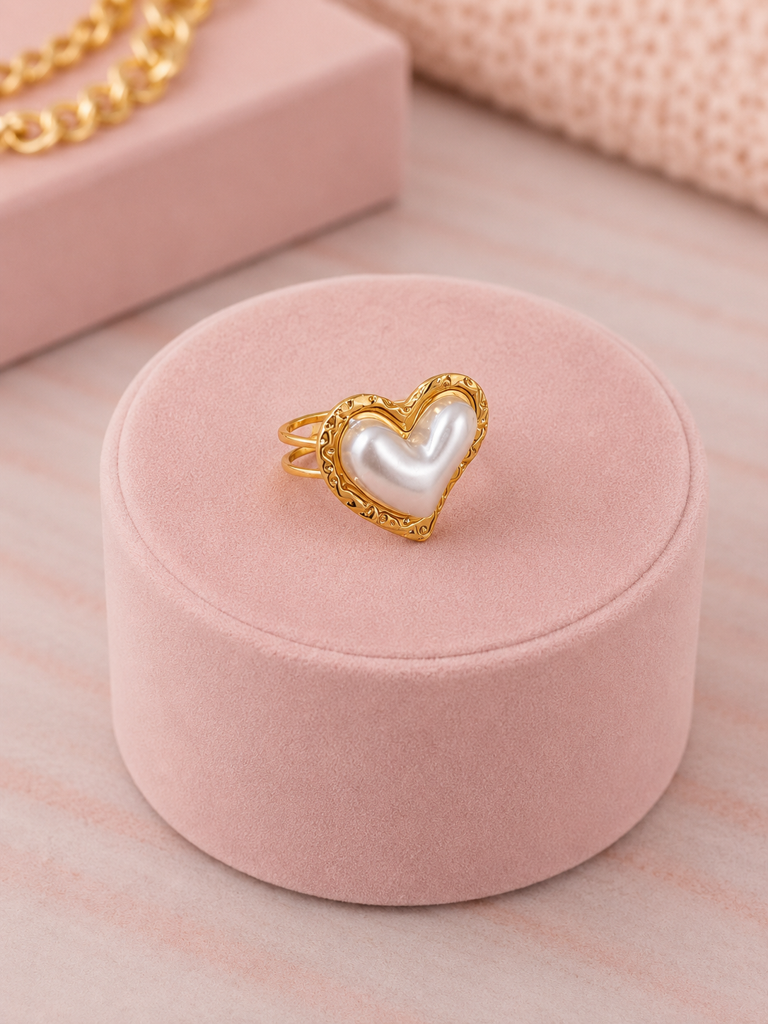 Anillo corazón perla