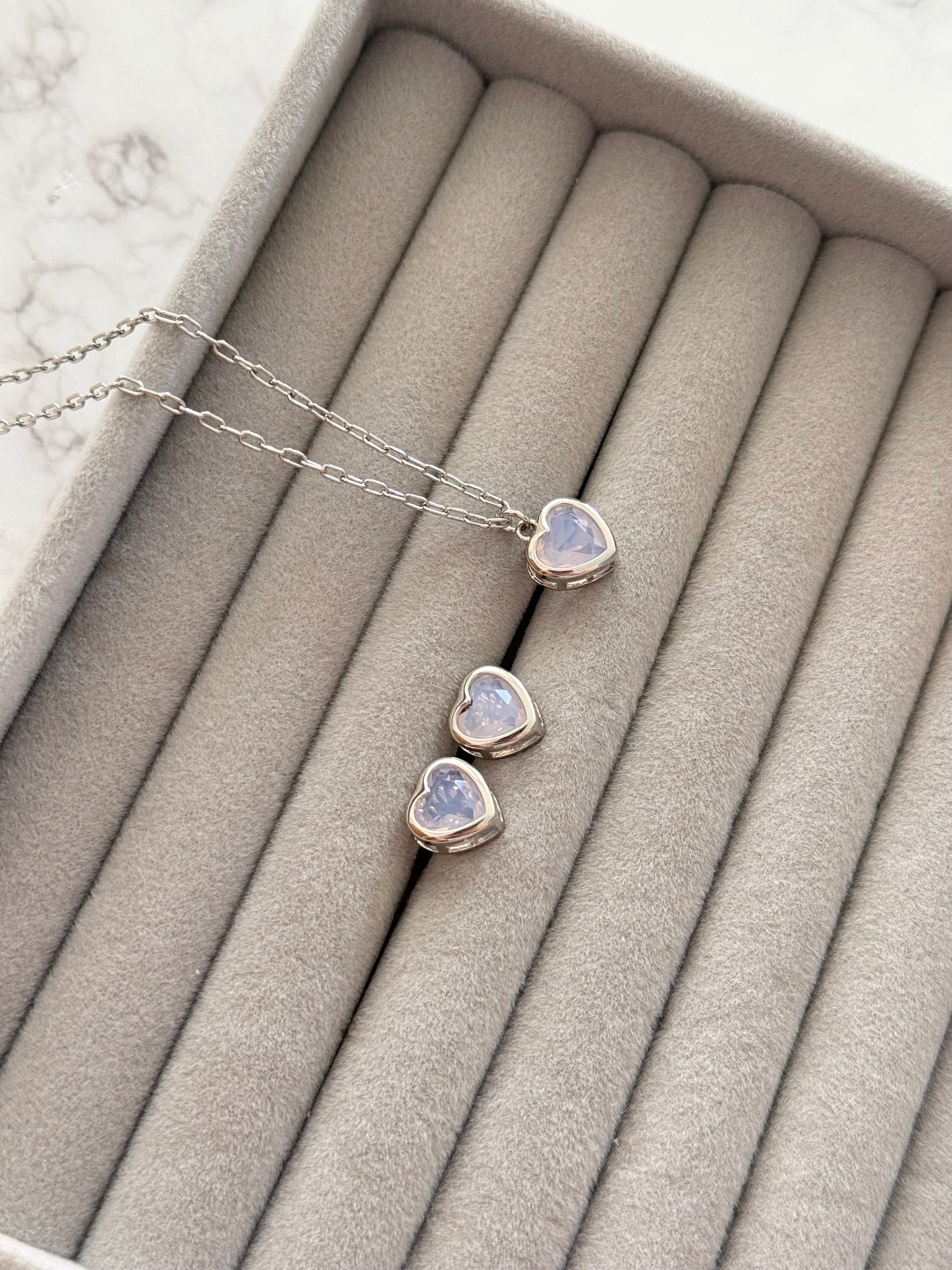 Set collar corazon plata Lila