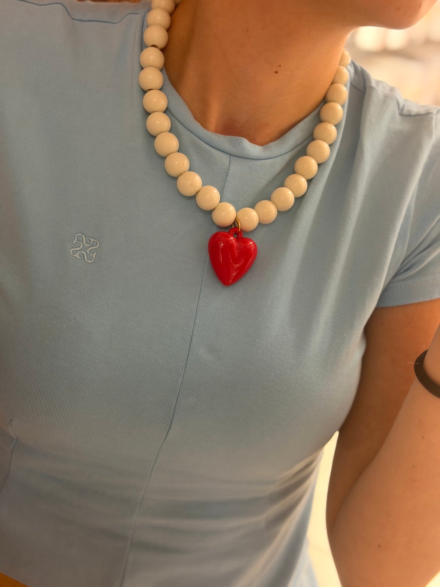 Collar XL corazón rojo ( escoge el color de las esferas)