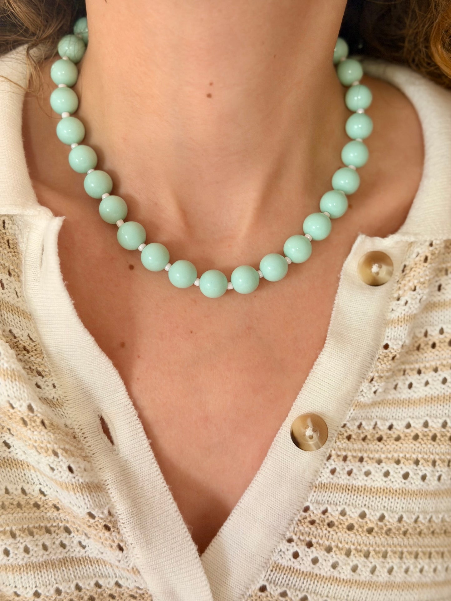 Collar XL aguamarina y Lila #12