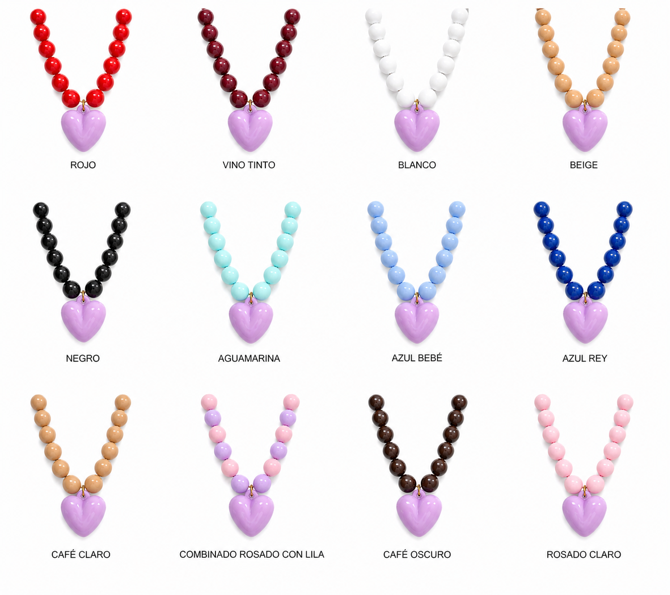 Collar XL corazón lila