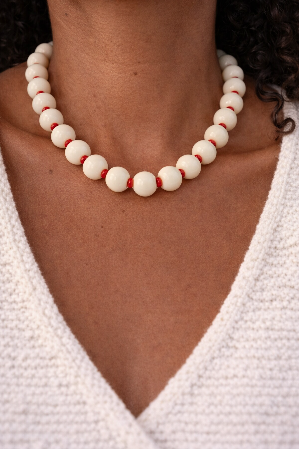 Collar XL Beige y rojo #12