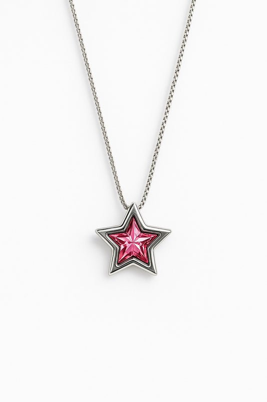 Collar estrella plateado rosa