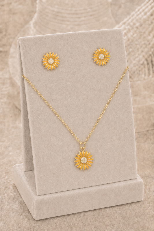 Set collar girasol amarillo