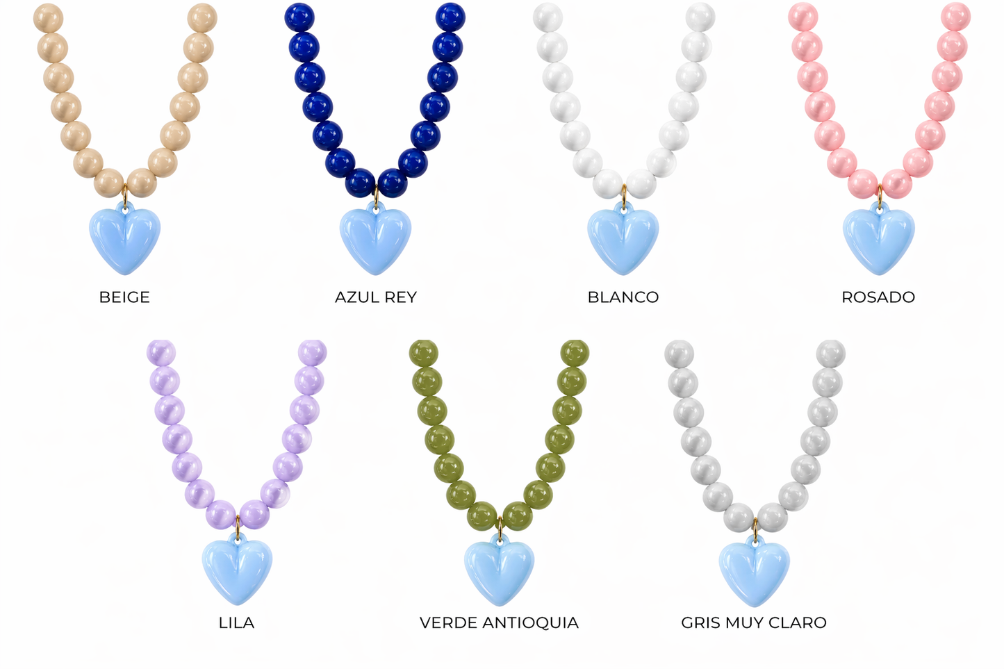 Collar XL Corazón baby blue.