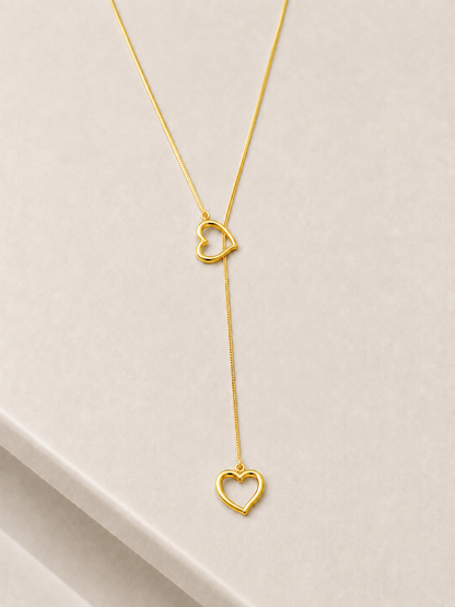 Collar largo corazón dorado