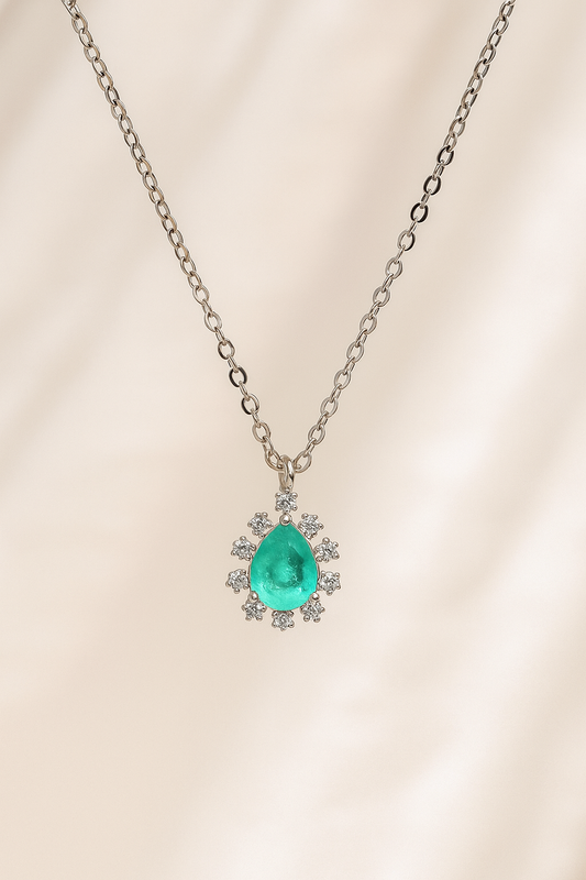 Cadena gota colores plateada