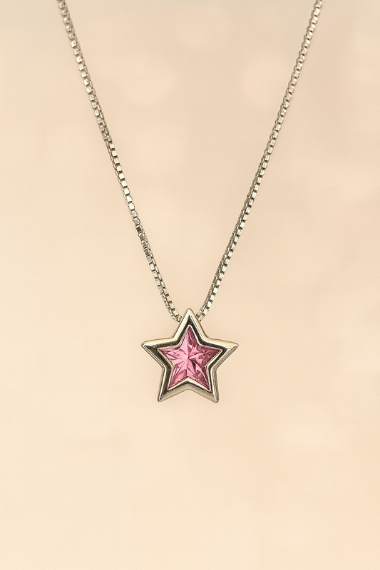 Cadena estrella plateado rosa