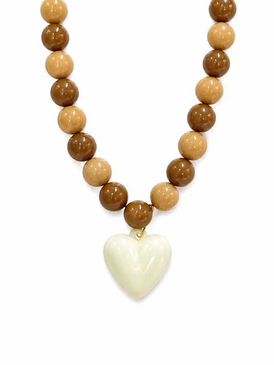 Collar XL corazón blanco