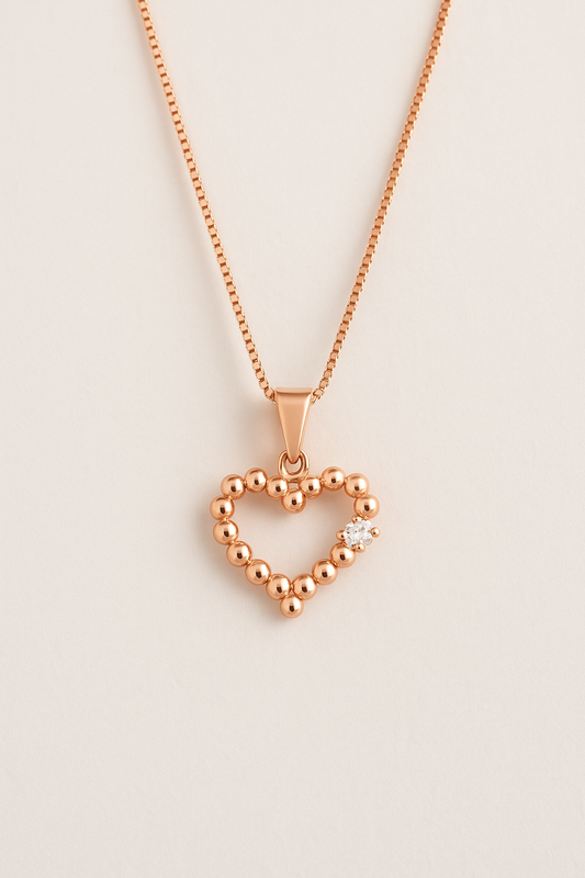 Cadena corazón oro rosa