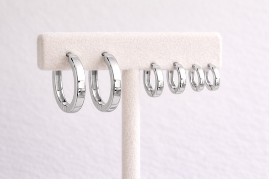 Set mini hoop plateado