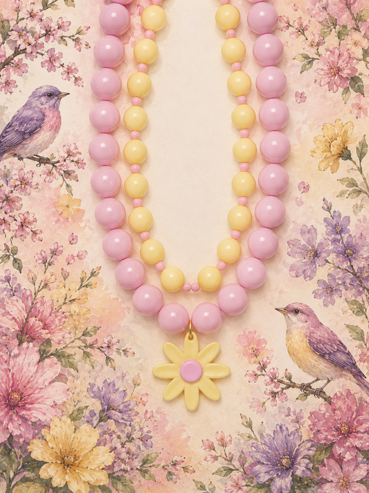 Collar XL  set orquídeas,pájaros y flores