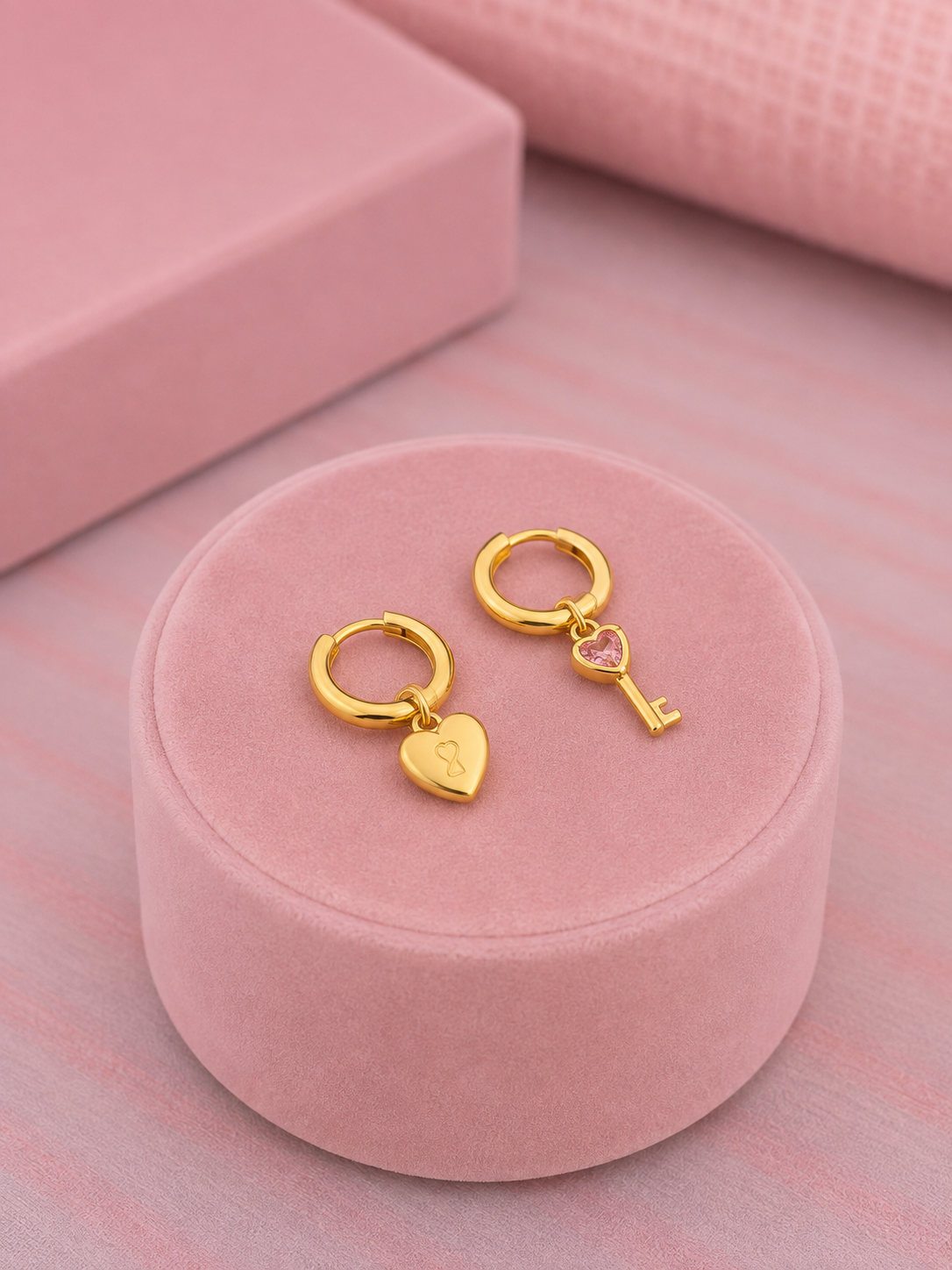Mini hoop corazon y llave