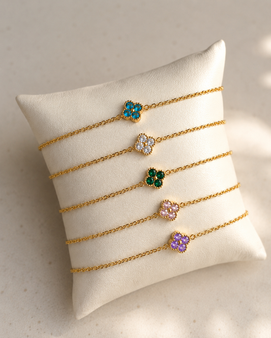 Pulsera trébol  circon