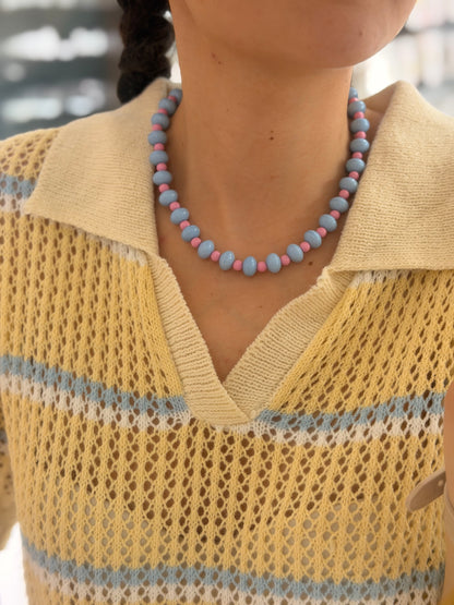 Collar XL dona azul y separador rosa