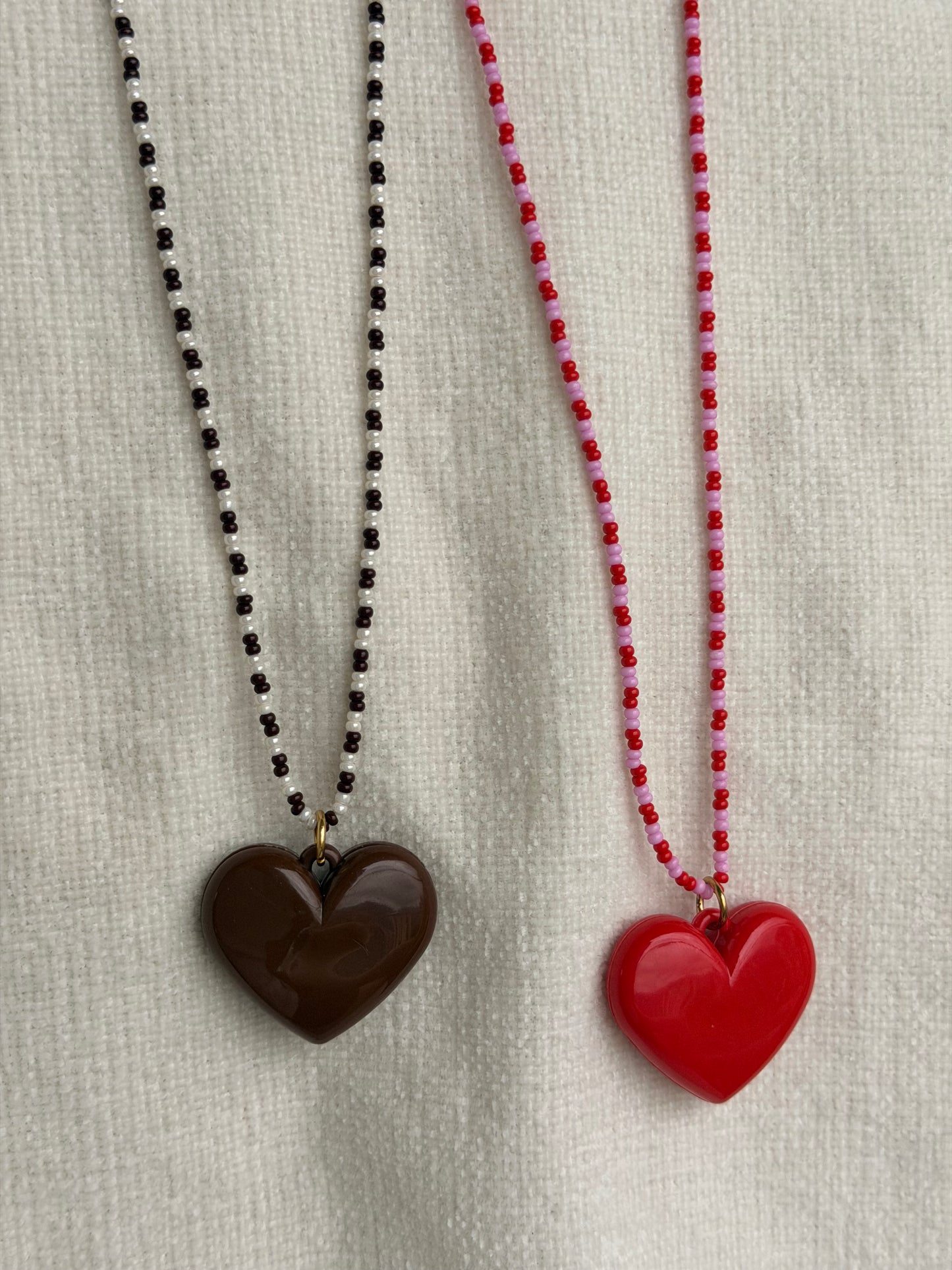 Collar doble  Corazón rojo