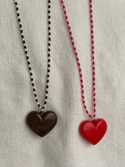 Collar doble  Corazón rojo