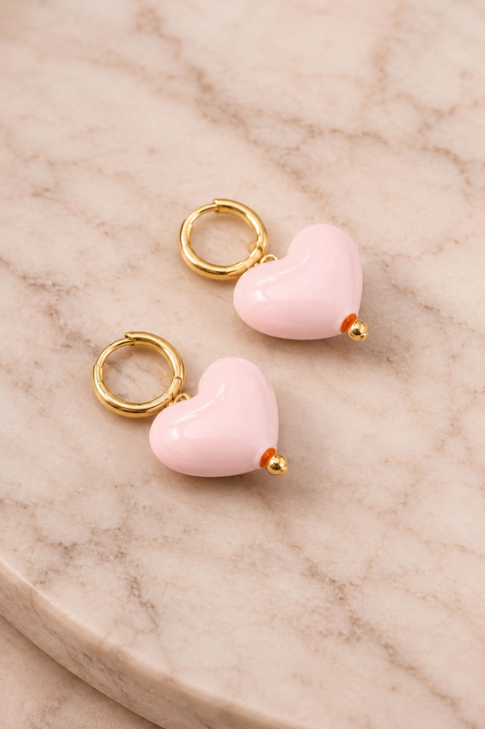 Mini hoop corazón rosa