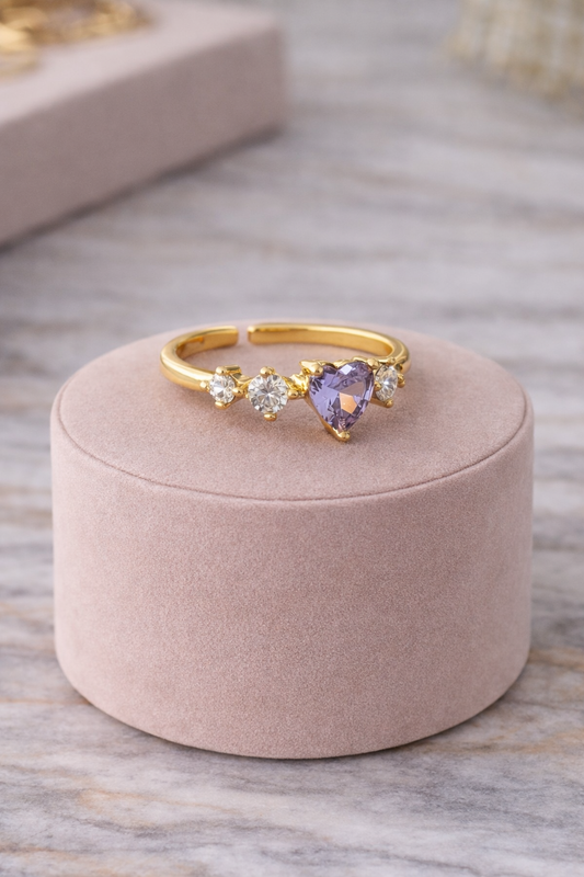 Anillo corazón lila