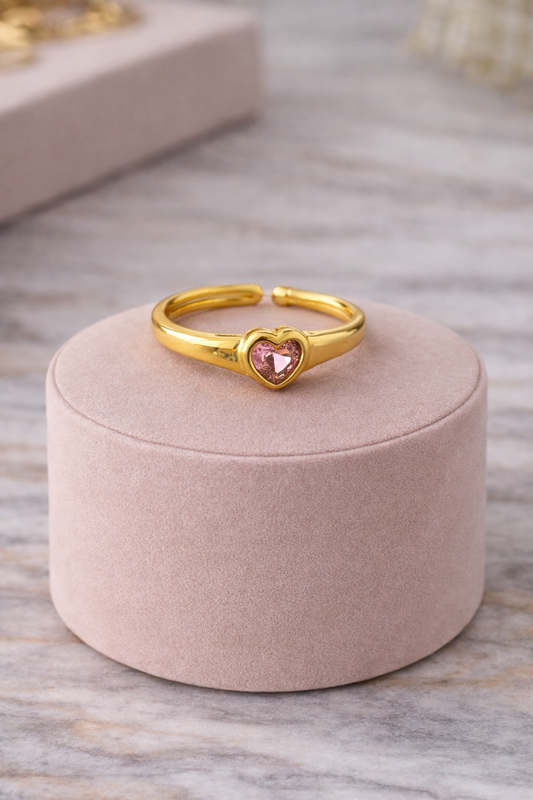 Anillo corazón rosa