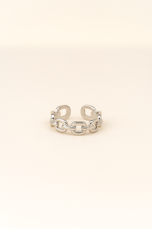 Anillo cadenas plateadas