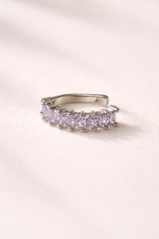 Earcuff plateado lila