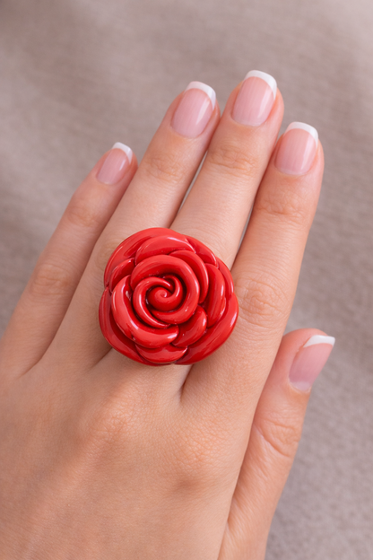 Anillo rosa rojo
