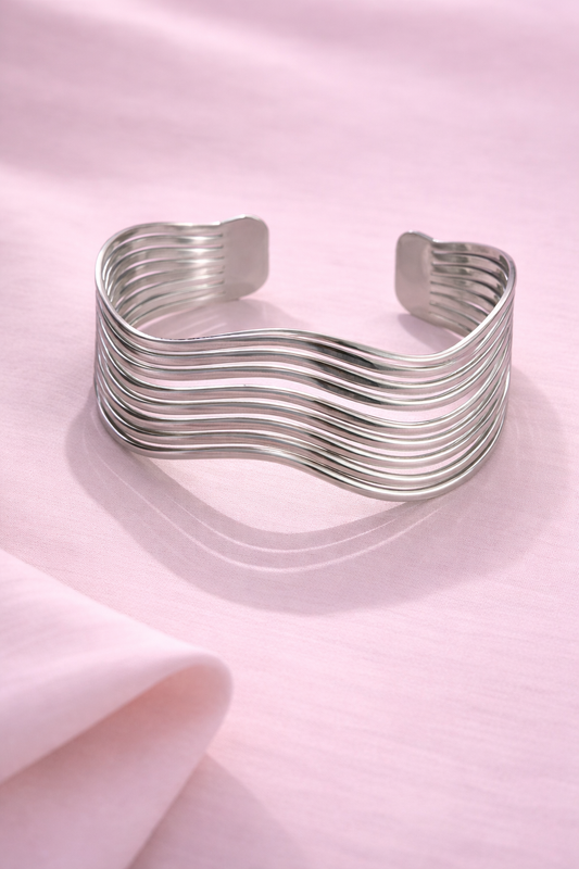 Pulsera ondas plateado