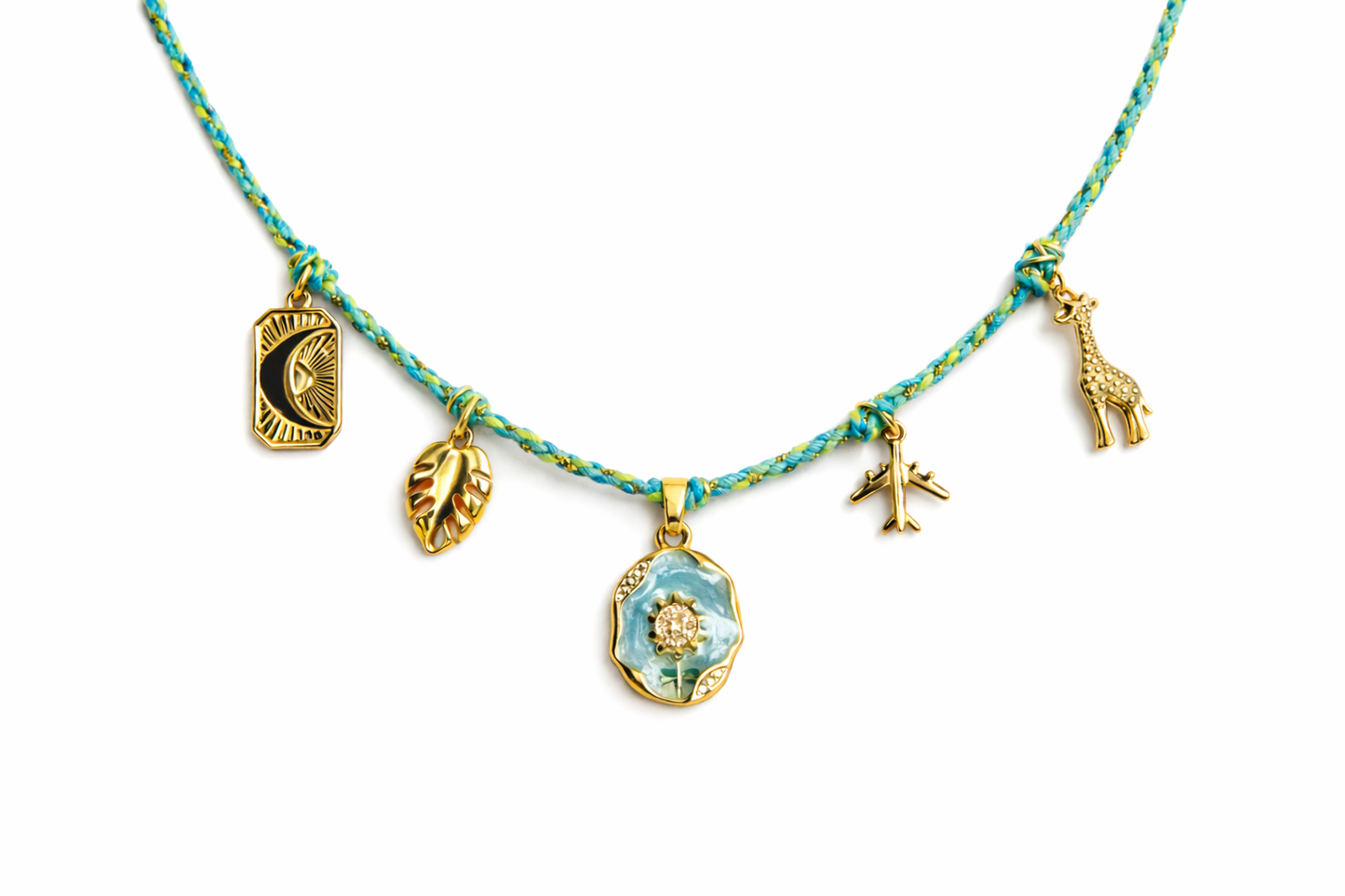 Collar mini charms aguamarina