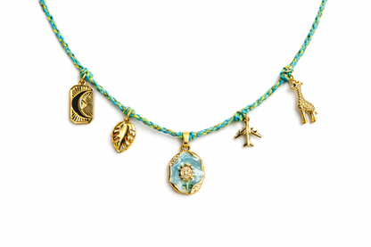 Collar mini charms aguamarina