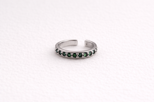 Earcuff plateado verde