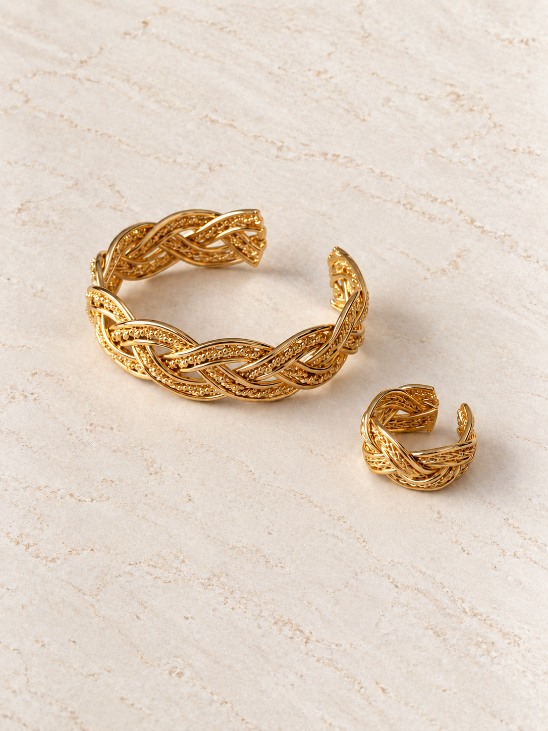 Set pulsera y anillo trenza