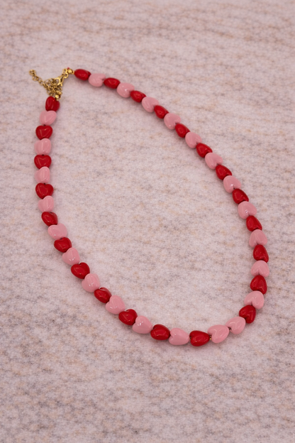 Collar corazones rojos rosa