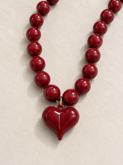 Collar XL  corazon burgundy