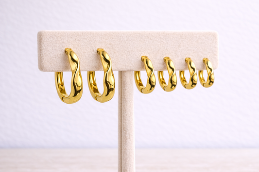 Set mini hoop ondas dorado