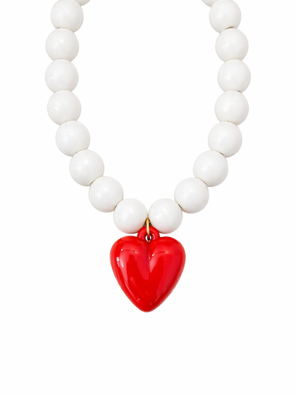 Collar XL corazón rojo ( escoge el color de las esferas)