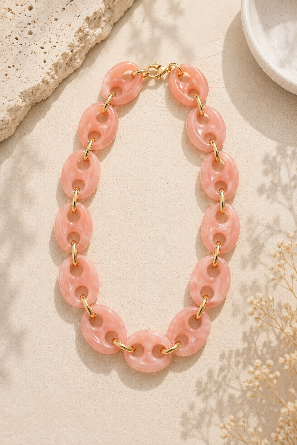 Collar chunk  Loretta rosa