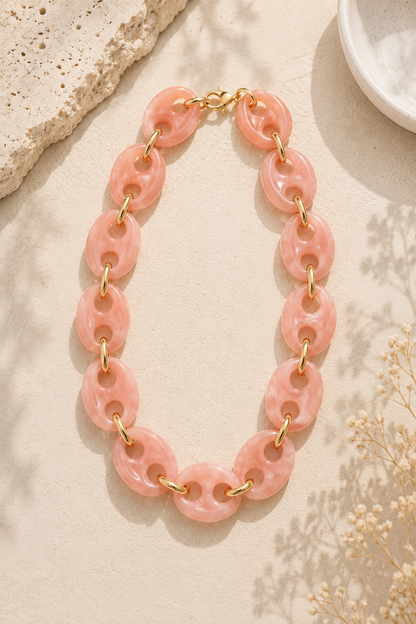 Collar chunk  Loretta rosa