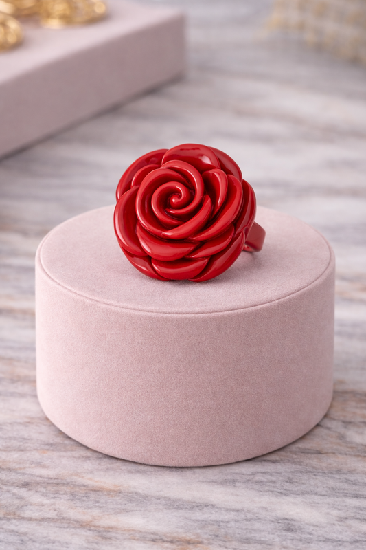 Anillo rosa rojo