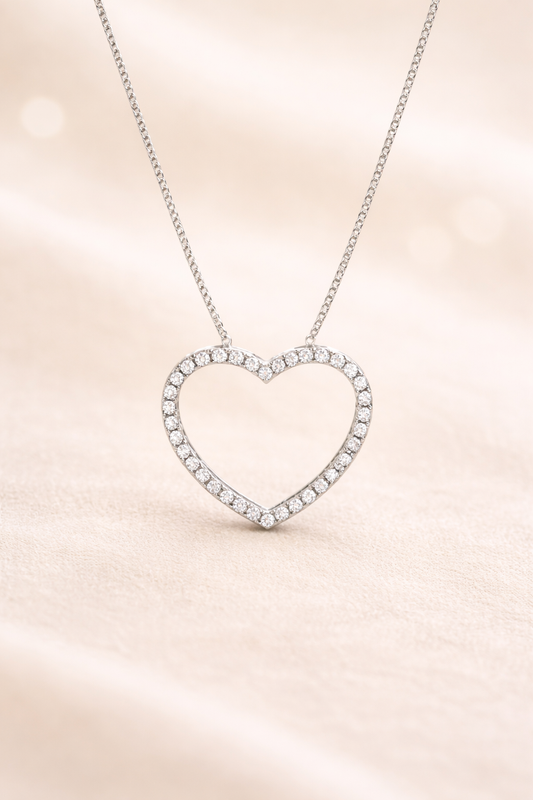 Cadena dije corazón plateado