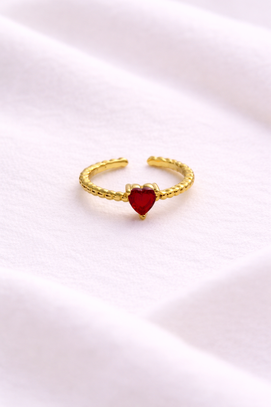 Anillo corazón rojo