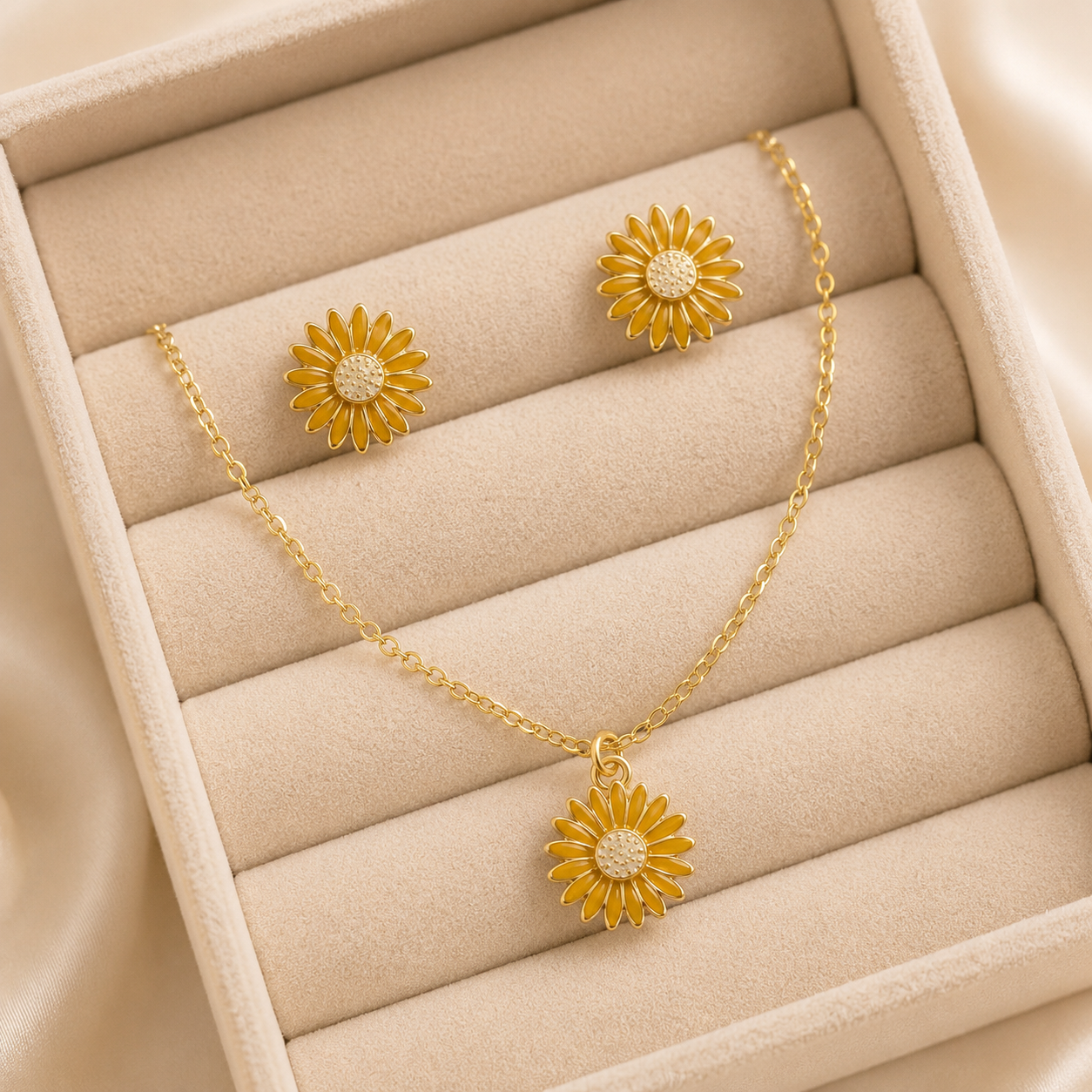 Set collar girasol amarillo