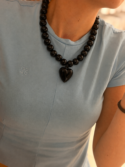 Collar XL corazón negro