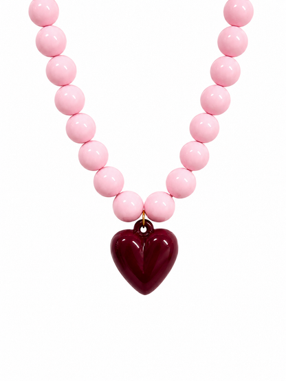 Collar XL corazón vino tinto.
