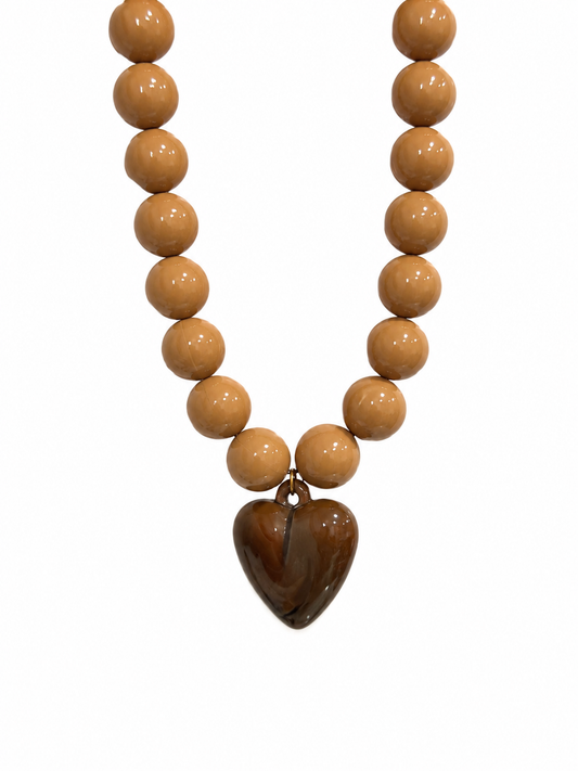 Collar XL corazón café