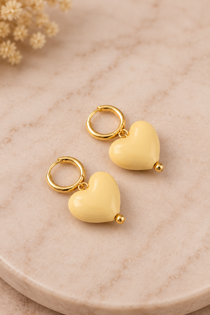 Mini hoop corazón amarillo